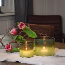 Sett med lysholder/vase grønn thumbnail