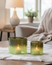 Sett med lysholder/vase grønn thumbnail