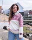 Nordlys Mønstret ullgenser til dame og herre natur rosa grå thumbnail
