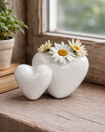 Vase hjerte hvit