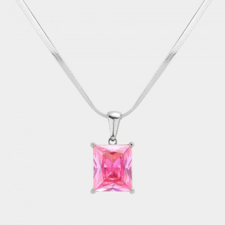 Halskjede med CZ sten Rosa
