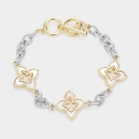Armbånd 14K gullbelagt med hvit perlemor