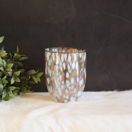Lysglass/vase hvit/bronse