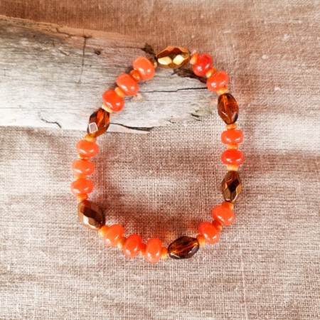 Elastisk armbånd orange/brunt